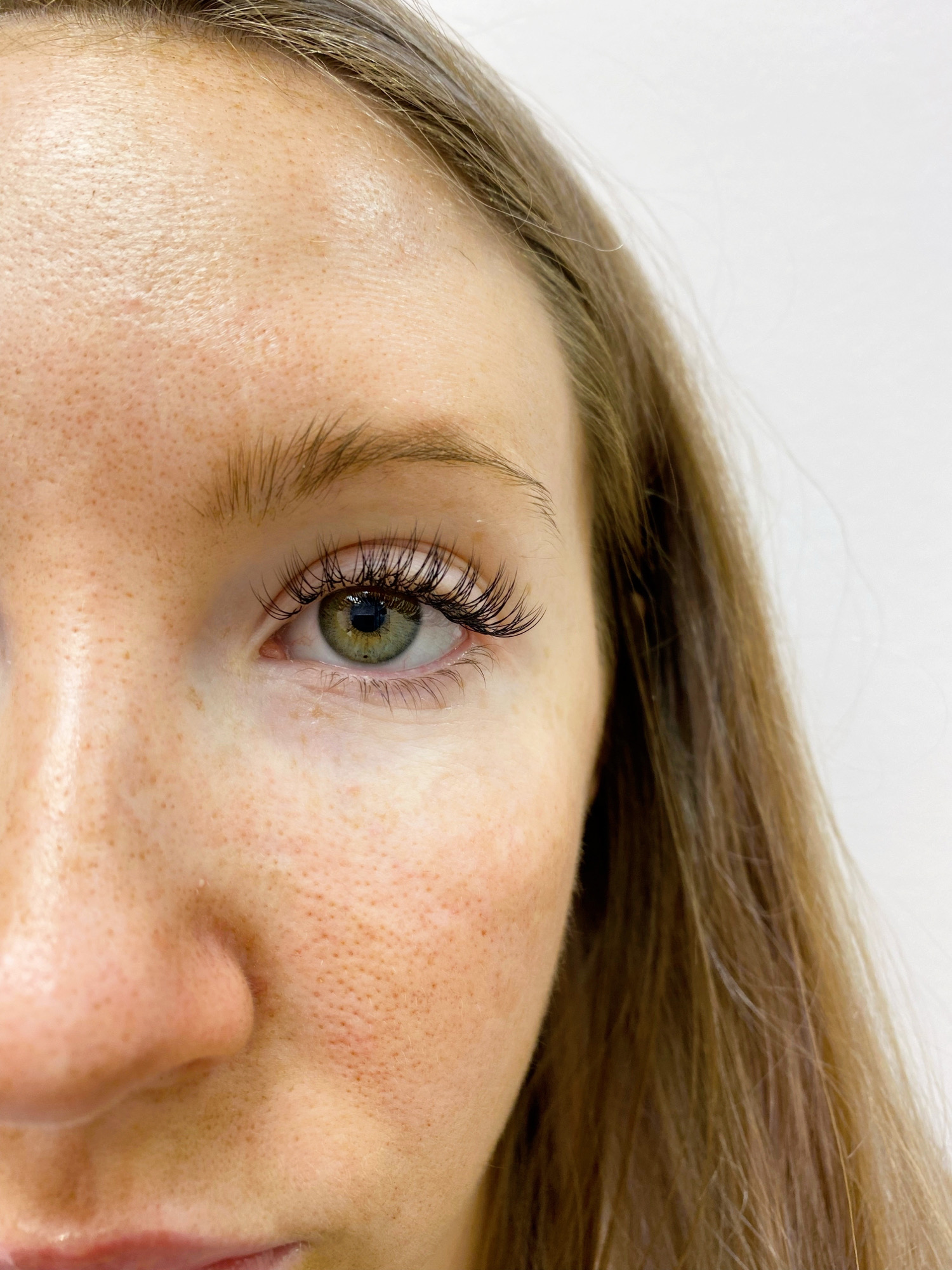 Natural looking lash lift on a client